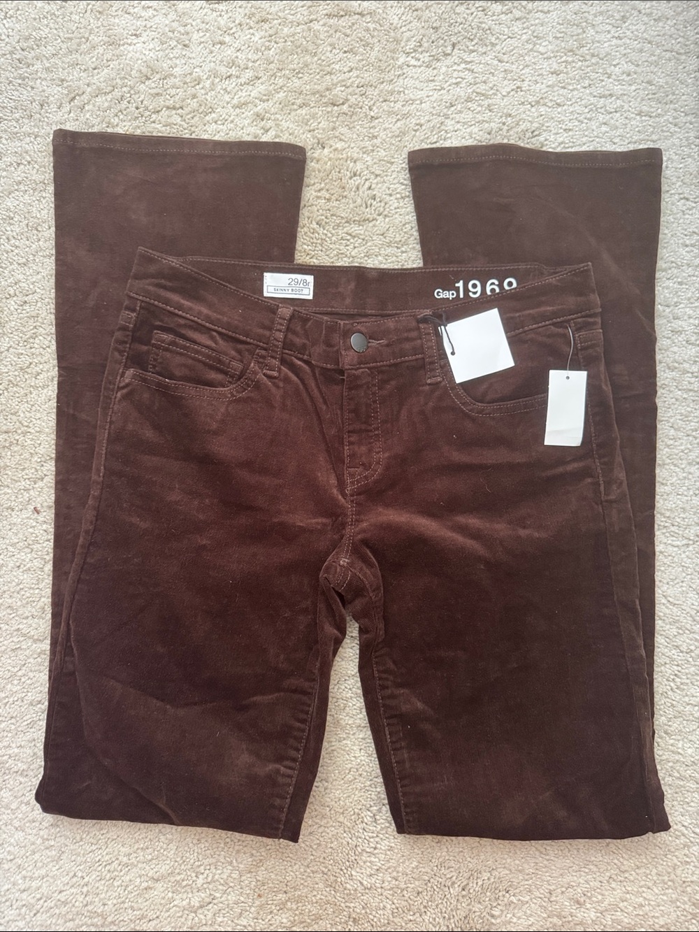 NWT GAP Women's Dark Brown Skinny Boot Corduroy Jeans size 29/8r